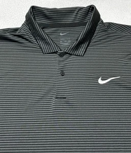 Nike Men’s Dri-Fit Core Polo Golf Shirt Striped Black Gray Tennis Size XXL 2XL - Picture 1 of 8