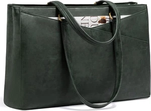 LOVEVOOK Laptop Bag for Women,15.6 Inch Tote 15.6 inch, Dark Green - Picture 1 of 8