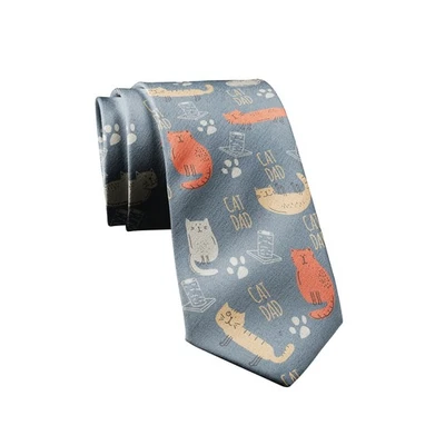 Cat Dad Necktie Funny Neckties for Men Nerdy Cat Tie Mens Novelty Neckties - Image 1 of 4