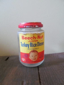 VTG Beech Nut Baby Food Jar Turkey Rice Dinner 7.5 Oz. - Picture 1 of 3