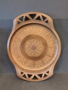 VINTAGE ITALIENISCHER FLORENTINER * POLYVINYL * RUNDES SERVIER-/GESCHIRR/TABLETT MIT GRIFFEN - Bild 1 von 5