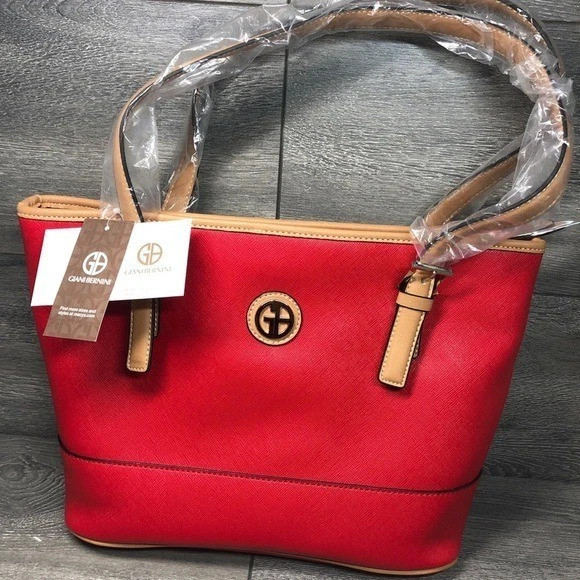 Bolso de hombro Giani Bernini Saffiano Tote rojo nuevo con etiquetas B000214 Foto 1 de 4