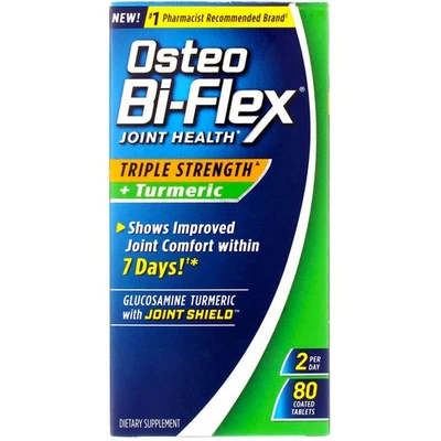 Pack de 2 comprimidos Osteo Bi-Flex Triple Fuerza + Recubiertos de Cúrcuma, 80 Ct Foto 1 de 4