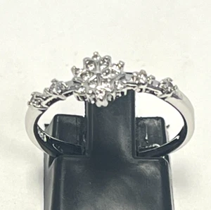ADORABLE ANILLO AJUSTABLE COPO DE NIEVE CIRCONITA PLATA ESTERLINA - Imagen 1 de 5