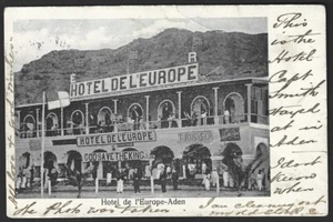 Aden Vintage Postkarte HOTEL DE L'EUROPE von Benghiat PU Algerien 1907 - Bild 1 von 2