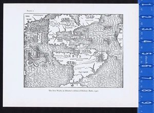 The New World, in Sebastian Munster's 1540 Ed. of Ptolemy's Geographia-Map Print - Picture 1 of 1