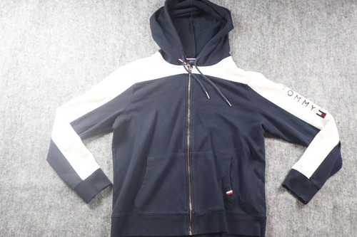 VETEMENTS Tommy Hilfiger maglione donna grande nero cappuccio manica lunga zip tasche