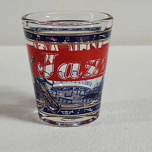 Chicago JAZZ Souvenir Shot Glass Clear with Red Blue & Gold Music Graphics  - Picture 1 of 12
