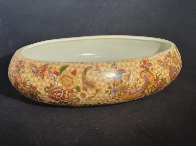 Vintage Asian Satsuma Bowl Large Trinket Dresser Box - NO LID Incredible Detail  - Image 1 of 4