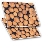 2 x Rectangle Stickers 7.5cm  - Chopped Wooden Logs Wood Fire  #44593
