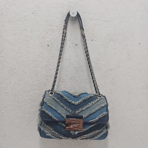 Michael Kors Sloan Chevron Denim shoulder bag adjustable strap - Picture 1 of 14