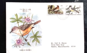 BIRDS FOREST THRUSH & STOLID FLYCATCHER SET DOMINICA 1981 NICE CACHET FDC - Picture 1 of 1