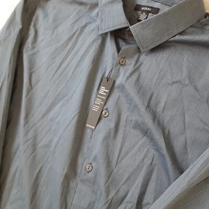 Alfani Mens XXL 2XL Blue Striped Stretch Shirt Cotton Blend Long Sleeve New - Picture 1 of 9