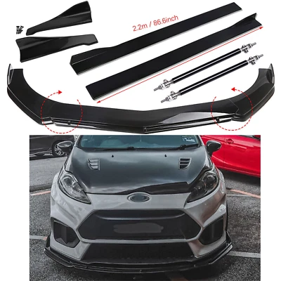 For Ford Fiesta Front Bumper Lip Spoiler Splitter Body Kit/Side Skirt Glossy - Image 1 of 4