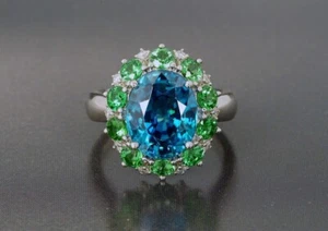 2.5 CT Simulated Blue Topaz Gold Plated 925 Silver Engagement Wedding Ring - Picture 1 of 6