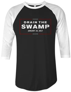 Threadrock Drain the Swamp Trump Inauguration Unisex Raglan T-Shirt - Picture 1 of 4