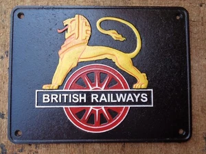 Heavy Cast Metal RAILWAY SIGN `BRITISH RAILWAYs - LION` Lovely Gift - Picture 1 of 2