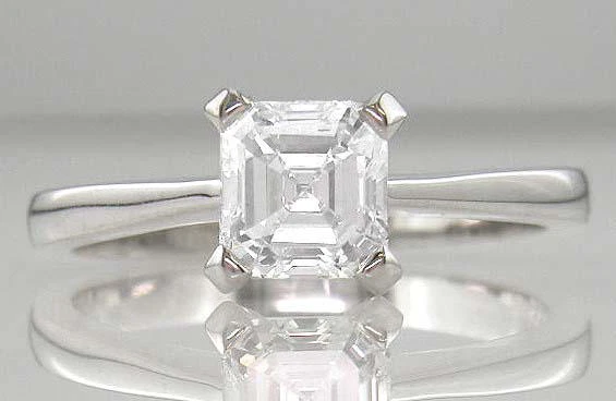 Diamond Solitaire Ring 0.70ct Certified D IF VG Asscher Cut Platinum Engagement - Image 1 of 1