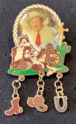 Disney Pin 2006 WDW Walt DIsney World Chip & Dale Walt Disney Cowboy Dangle - Image 1 of 2
