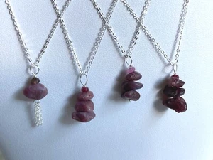 Ruby Nugget Pendants on Sterling Silver 18" Cable Chains - Picture 1 of 18