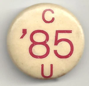 Vintage 1885 School Reunion Pin ~ C U '85 ~ mit 1896 Copyright Backpaper - Bild 1 von 2