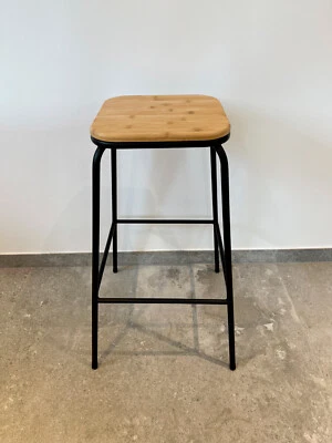 ADOB, Design Barhocker Bambus Barstuhl Industrial Design schwarzes Metall 91463 - Bild 1 von 4