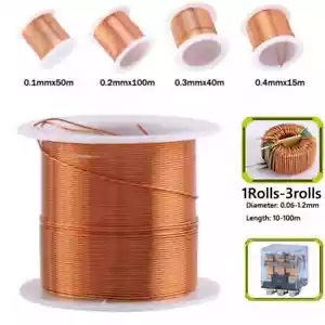 1-3Rolls Copper Lacquer Wire 0.06mm-1.2mm Cable Copper Wire Magnet Wire Enameled - Picture 1 of 41