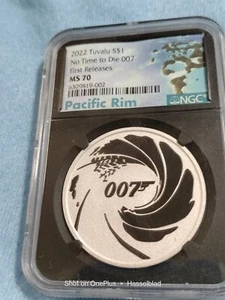 2022 1 $ Tuvalu 1oz Silber 60 Years of Bond NGC MS70 First Releases Pacific Rim - Bild 1 von 6