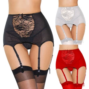 Mujeres Sexy Lencería Cintura Alta Encaje Tirantes Cinturón Liguero Medias Conjunto Calcetín - Imagen 1 de 18
