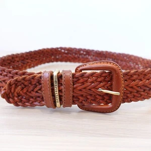 Marie Claire Belt Womens XS Brown Braided Leather Luxury Waist Dress JAPAN - Picture 1 of 12