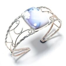 Dendrite Opal Gemstone Handmade 925 Sterling Silver Cuff Bracelet Adjustable