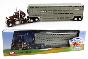 1:64 DCP 2024 NFTM *RED* Peterbilt 359 Flattop & Vintage Wilson Livestock NIB - Picture 1 of 8