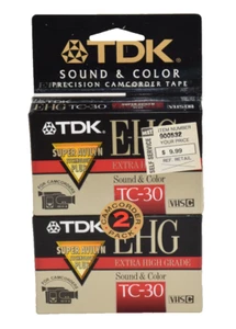 TDK EHG TC-30 VHS-C Super Avilyn Technology Plus Camcorder Blank Cassette Tapes - Imagen 1 de 6