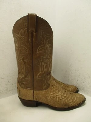 Винтажные ковбойские сапоги Justin экзотические коричневые змеиная кожа мужские размер 9 D стиль 8666 США - Изображение 1 из 4