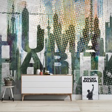 3D City Silhouette Q045 Wallpaper Wall art Self Adhesive Removable Sticker SU