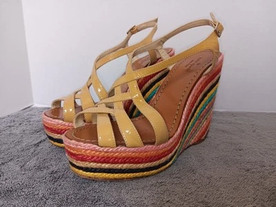 全新! KATE SPADE 女式米色漆皮 Lindsay Espadrille 楔形 8 码 — 第 1/4 张图片