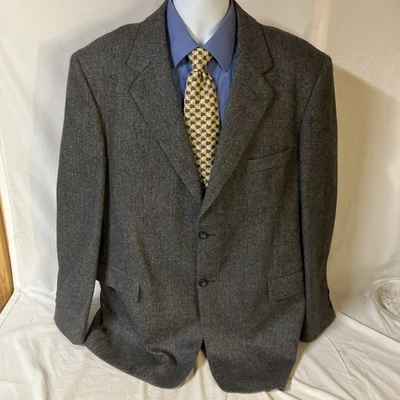 Stafford Mens Sport Coat Jacket Gray Herringbone Lanbswool Wool Blend 46L 46 L - Image 1 of 4