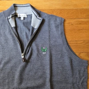 Peter Millar Merinowolle Seide 1/4 Reißverschluss Weste Pullover Sweater Herren Large grau Golf - Bild 1 von 9