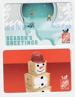 Home Depot Gift Card - Christmas 2025 - LOT of 2 - Snowman & Skiers - No Value - Image 1 of 2
