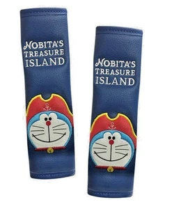 Doraemon Car Seat Belt Covers Nobita's Treasure Island Faux Leather Limited Ed - Picture 1 of 2