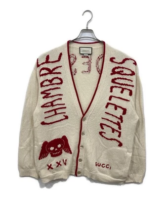 GUCCI/ Chambre Des Squelettes Wool Logo Cardigan Ivory Size: L - Image 1 of 4