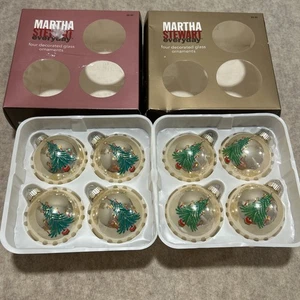 VTG Set Of 8 Martha Stewart Everyday Glass Christmas Tree Ornaments 2002 - Picture 1 of 7