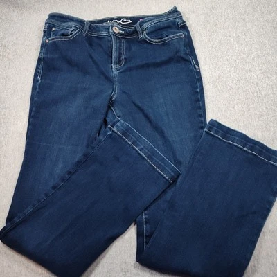 Pantalones de mezclilla para mujer Ink ajuste regular bootleg talla 10 bolsillos con botones lavado oscuro Foto 1 de 4