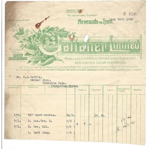 1926 Billhead Gallaher Ltd, High Class Tobacco & Cigars, Rutherford St NEWCASTLE - Picture 1 of 1