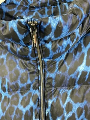 Lands End Mujer Invierno Abrigo Puffer 2X Animal Print Azul 90% Plumón Foto 1 de 4