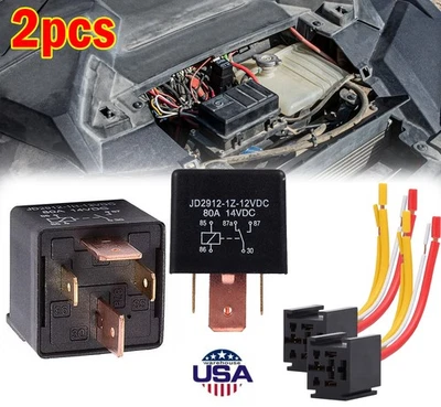 Interruptor SPST relé abierto normal de 4 pines DC 12V 80A para motor 2 piezas Foto 1 de 4