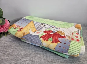 Vintage Crib Baby Blanket Quilt Mother Goose Nursery Rhymes Quilted Multicolor - Picture 1 of 6