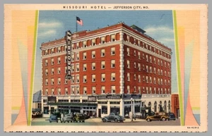 Postal publicitaria de coche Missouri Hotel Jefferson City MO lino 1936 Street View - Imagen 1 de 2