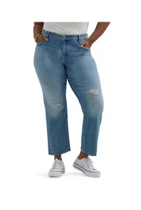Pantalones de mezclilla rectos clásicos Lee Plus Heritage talla 22W para mujer nuevos con etiquetas - aspecto desgastado - Imagen 1 de 7