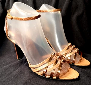 EMERAUDE PARIS HERGESTELLT IN PARIS DAMENSCHUH RIEMCHEN SCHLANGENLEDER MIT ABSATZ GRÖSSE 8 1/2 - Bild 1 von 16